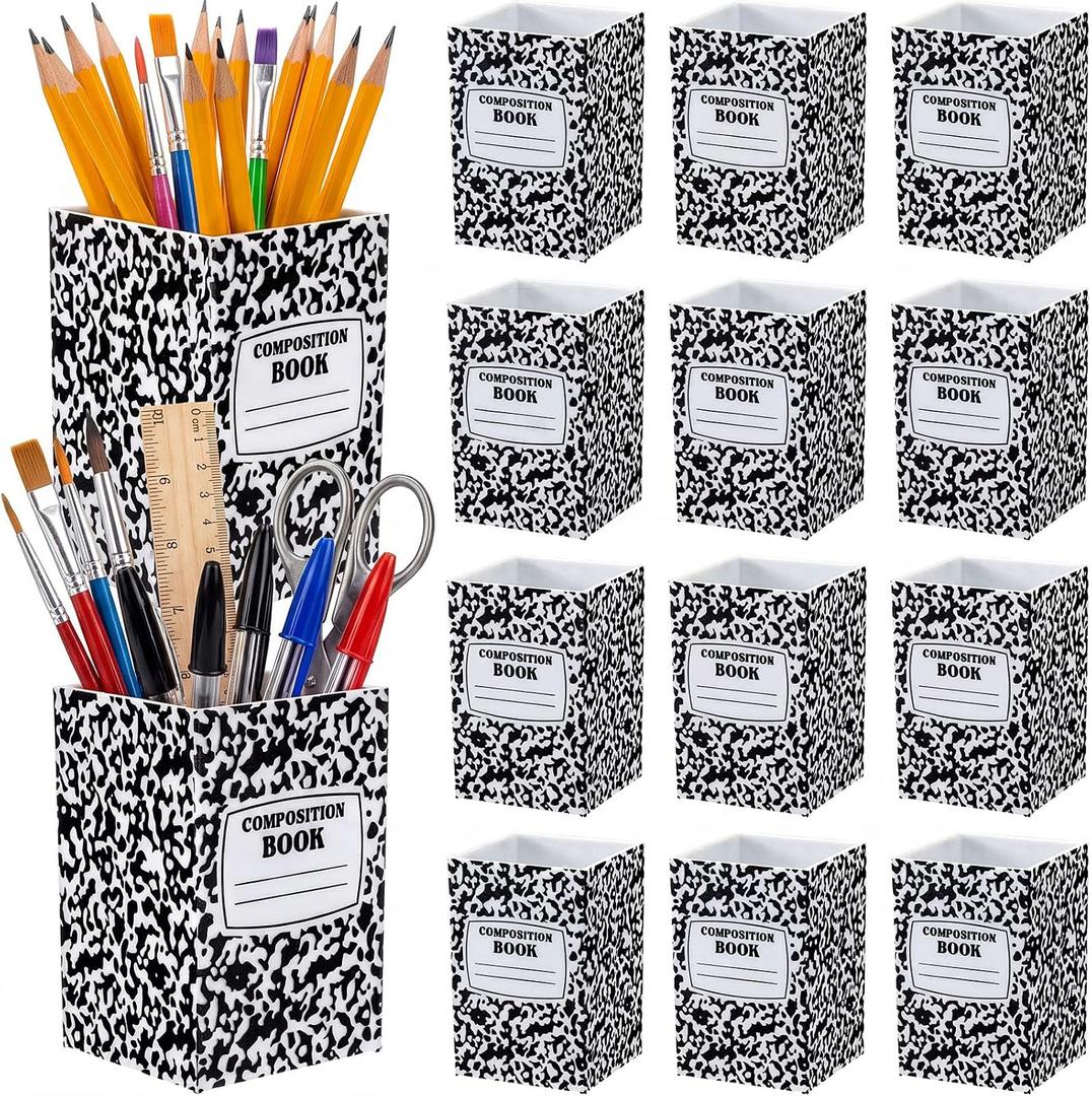 Ctosree 12 Pack Composition Book Pencil Holder for Classroom