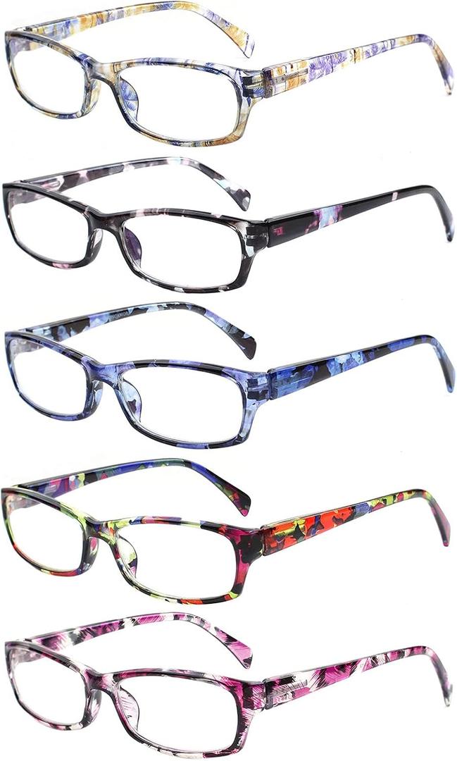 5 Pack Computer Reading Glasses Men and Women Anti Eyestrain Blue Light Blocking Glasses for Reading (5 Mix-2, 3.00)