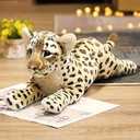 Gisqis Cheetah Stuffed Animal 15.8" Leopard Stuffed Animal Cheetah Plush Toy Cute Pillow Giant Realistic Jaguar Plush Stuffy Birthday Graduation Gifts for Kids Girls Boys