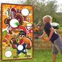 Fall Football Games Turkey Bean Bag Toss Game with 4 Bean Bags Thanksgiving Football Turkey Decoration for Family Thanksgiving Gift and Autumn Turkey Photo Background