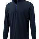M MAELREG Mens Quarter Zip Pullover Lightweight Performance Solid Stretch Mock Neck Half Zip Mens Sweatshirt Navy, Size 2XL