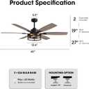 LuminFan 60 Inch Ceiling Fans with Lights and Remote Control, Farmhouse Ceiling Fan for Bedroom Living Room and Patio, Black Caged Ceiling Fan for Indoor and Outdoor