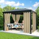 Outdoor Curtains for Patio Waterproof - 6 Panels Privacy Weatherproof Outside Curtains with Grommets for Pergola, Gazebo, Porch, Cabana, Balcony, 54 x 84 Inch, Cream