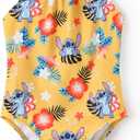 Disney Stitch Marvel Frozen Elsa Girls Swimsuits UPF 50+ One Piece Bathing Suits Sport Summer Swimwear for Kids Size 3-13Y (4-5T)