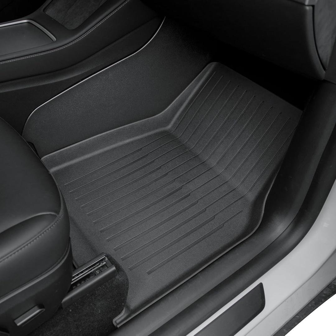 SUPER LINER 8-Piece Set Floor Mats for Tesla Model Y 5-Seat 2021-2024, Center Console Anti-Kick Protection, Non-Slip Weatherproof Cargo Liners with EdgeGuard (Not Fit 7 Seats & Juniper)
