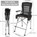 Extra Tall Folding Chairs for Adults 330lbs, Portable Bar Height Foldable Director Chairs for Camping Outside, Comfortable with Makeup Pocket, High Back and Footrest, Black