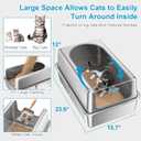 12'' High Sides XL All Stainless Steel Cat Litter Box with Lid,Deep Metal Litter Box for Big Cats,Extra Large Litter Boxes with High Wall Enclosure,Anti-Leakage,Never Absorbs Odors,Non-Sticky Surface