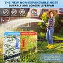 Non-Expanding Garden Hose 150 ft, Kink Free Flexible Water Hose with 10-Pattern Spray Nozzle, Lightweight Hose Pipe, Leak Proof, 3/4" Swivel Connectors, Super Fabric, Portable Storage Strap