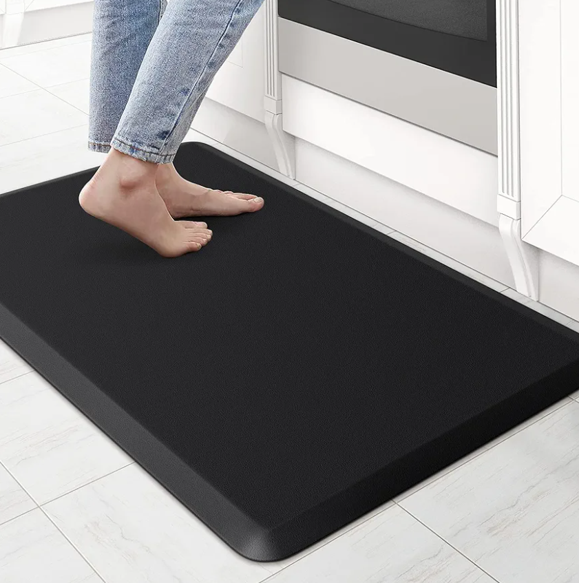 KitchenClouds Kitchen Mat Cushioned Anti Fatigue Rug 17.3"x28" Waterproof, Non Slip, Standing and Comfort Desk/Floor Mats for House Sink Office (Black)
