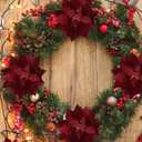 vensovo 5 Inch Red Christmas Poinsettia Flowers for Tree - 12PCS Deep Red Christmas Tree & Wreath Floral Decorations for Holiday DIY, Gift Wrap & Home Decor