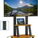 Rolling TV Stand for 32-80 Inch TVs, Mobile TV Cart with Power Outlet, Outdoor Tv Stand with Wheels, Portable tv Stands for LCD OLED 4K Flat/Curved Panels Max VESA 600x400mm (Walnut)