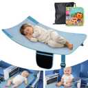 Toddler Airplane Bed, Kids Airplane Seat Extender with Farm Busy Book, Travel Bed for Flights, Footrest for Long Flights, Anti-Slip Soft Velvet, Machine Washable, Blue