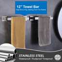 Towel Bar for Bathroom 12 Inch Brushed Nickel Towel Holder 12/16/20/24/28/32/36 Inch Stainless Steel SUS304 Rustproof Towel Rack Modern Square Towel Rod for Bathroom Wall (1, Brushed Nickel, 12 Inch)