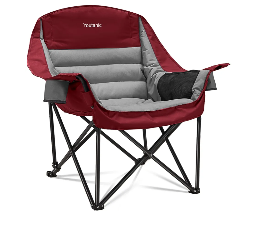 Oversized Camping Chair, Portable Folding Camping Chairs with Side Pocket, Cup Holder and Carry Bag, Heavy Duty Outdoor Camping Chairs for Adults, Fishing, Sports, Trip, up to 400lbs, Style 3