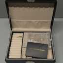 Jewelry Boxes for Women Girls 2 Layers leather Jewelry Organizer Case with Lock Storage Box Removable Tray for Necklace Earring Ring with Polishing Cloth and Jewelry Bags (Black)