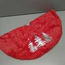 Christmas Tree Skirt 24 inch for 4Ft Tree Luxurious Velvet Xmas Tree Skirt Christmas Silver Christmas Trees Pattern Village Decorations Home Hoilday Decor(Red, 24")
