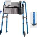 Loyoda Folding Walker for Seniors, Front Wheel Walker with Storage Bag & Rear Ski Glides, Height Adjustable, 350lbs Capacity, Blue
