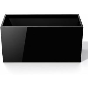 Worth Garden Metal Planter Box - 30" L x 11" W x 13" H Glossy Black Heavy Duty Large Rectangular Steel Modern Plant Pot, Indoor Outdoor - Insert Plate with Drain Holes, Air Vents, No Assembly Required