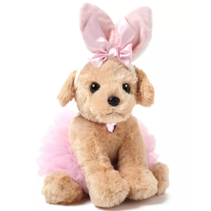 Bearington Little Puppy The Bunny Dog Plush Stuffed Animal in a Pink Tutu Dress, 13 inches
