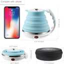 Ultrathin Upgraded Food Grade Silicone Travel Foldable Electric Kettle Boil Dry Protection Portable with Dual Voltage and Separable Power Cord,555ML 110-220V US Plug