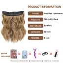 Halo Hair Extensions 12 Inch Invisible Wire Hair Extensions Adjustable Long Wavy Hairpiece Synthetic Upgrade 4 Secure Clips in Hairpieces 12 Inch,Honey Blonde Mix Light Brown