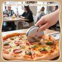 ElevateTech Pizza Cutter Wheel with Safety Blade Handheld Pizza Slicer for Cutting Through Pizzas, Crusts, Pies, Stainless Steel Pizzas Cutters with Comfort Grip, Easy Cleaning Dishwasher Safe, Silver