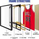 Jersey Frame Display Case 2 Pack, Large Wooden Sport Jersey Shadow Box Frame with Mats and Real Tempered Glass Cover for Football Hockey Baseball Basketball Soccer Shirt,Black