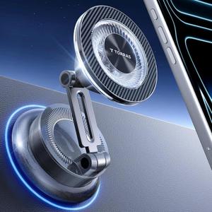 TORRAS 2026 Upgraded Vacuum Car Phone Holder for MagSafe Car Mount [98+ LBS Strongest Suction | 24 N58 Magnets] 360° Adjustable Magnetic Phone Holders for Your Car, for iPhone 17-12 Pro Max Plus Air