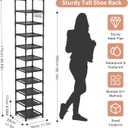 LANTEFUL Tall Narrow Shoe Rack for Entryway, 10-Tier Sturdy Metal Shoe Shelf Storage 10-15 Pairs of Shoes and Boots, Space Saving Corner Shoe Rack Organizer for Closet,Doorway,Garage,Living Room