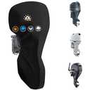 Zettum Outboard Motor Cover - 600D Full Boat Motor Cover Waterproof & Heavy Duty, Fade-Resistant Boat Engine Cover, Fit for Motor up to 25 HP, Black
