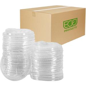 Eco-Products GreenStripe Compostable Plastic Cup Sip Lids, Case of 1000, Fits 9oz & 12-24oz Cups, Made From PLA Renewable Plant Based Plastic, Clear For Visibility