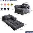 MAXYOYO Folding Sofa Bed, L-Shaped Convertible Sofa Bed with Armrest Foldable Sleeper Sofa with Pillow, Portable Fold Out Chair Bed Comfy Floor Lounge for Living Room Bedroom, Dark Grey, Single
