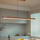 47" Wood Linear Pendant Light, Dimmable Kitchen Island Lighting with Remote, 30W LED Island Lights for Kitchen, Adjustable Linear Chandelier for Dinning Room Light Fixture,Pool Table Light - Walnut