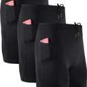 NELEUS Men's 3 Pack Running Compression Shorts with Pockets, Black (Medium)
