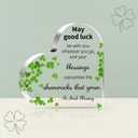 St Patricks Day Decorations, Irish Blessing 4 Leaf Clover Decor Lucky Irish Gifts St Patricks Day Shamrock Tabletop Centerpiece Gift for Desk Table Office Home Women Mom(May Good Luck)