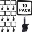 10 Pcs Super Strong Acrylic Sign Holder clips, Rotating Double Head Sign Price Tag Clip with PVC Card Protector,Reuse Pop Price Display Holder, Adjustable Display Clips for Supermarket,Business,Retail Store,Exhibition