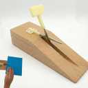 Mounted Table Top Scissors with Wooden Base, Adapted Scissors for Special Needs Self-Opening Safety Shears for Kids, Classroom, and Weak Grip Support
