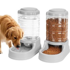 Kenond 9.5L Dog Feeders and Water Bowl Set for Large Dogs, 2.5 Gallon Automatic Water Dispenser, Gravity Dog Food Dispenser