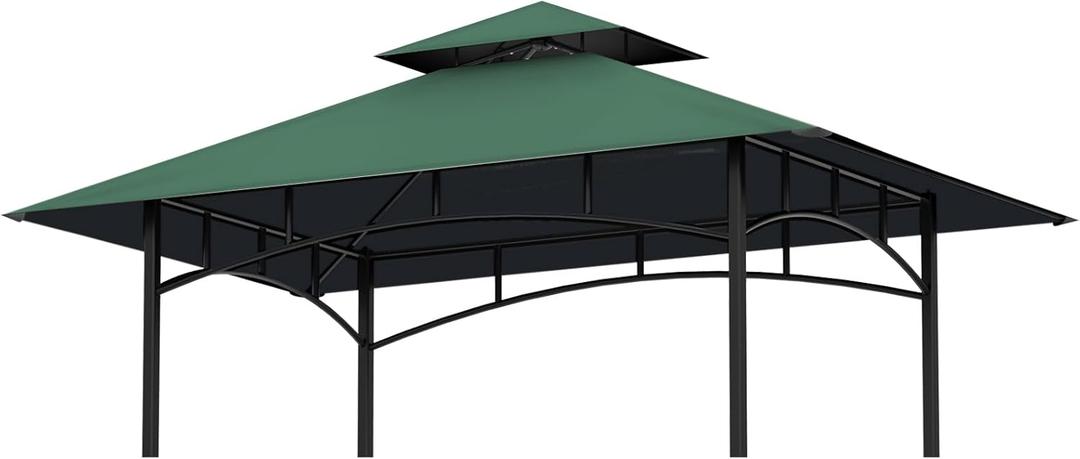 Grill Gazebo Replacement Canopy Top, 5'x8' Double Tiered Replacement Canopy Roof, Grill Shelter Cover Roof Fit for Gazebo Model L-GG001PST-F (Green)