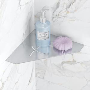 Shower Corner Shelf 304 Stainless Steel 10" Corner Shelf Bathroom Shampoo Holder for Shower Floating Corner Shelf for Wall, No Drilling, Matte Black