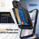 for iPhone 17 Case Wallet with Card Holder+1 Screen Protector | [RFID Blocking][Kickstand][Full Camera Protection] Military Drop Protection Wallet Case for iPhone 17 Black