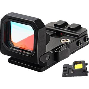 Flip Up Red Dot Reflex Sight Compact Red Dot Flip Gun Sight Scope with Universal Mount Heightened Base for 20mm Picatinny Rail RMR Mounts and Slides for Handgun Rifle Pistol for Hunting