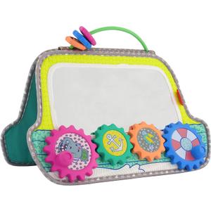 Infantino Busy Board Mirror & Sensory Discovery Toy Boat for Fine Motor Skill Development with Gears, Beads, High Contrast Prints, Tummy Time, Sit & Play or On The Go, for Newborns, Babies & Toddlers (Medium)