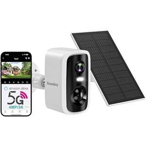 4MP Solar Security Camera Outdoor, 5G&2.4GHz Wireless Rechargeable Battery Cam with Spotlight/Siren, AI Human Detection, Color Night Vision, 2-Way Audio, IP65 Waterproof, Alexa,No Power Needed