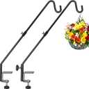 FEED GARDEN 31 Inch Heavy Duty Deck Hook, Non-Slip Clamp, 360 Degree Swivel, Black for Bird Feeders, Planters, Suet Baskets, Lanterns, Wind Chimes, 2 Pack