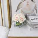 Fule Artificial Velvet Rose Flower Centerpiece Arrangement in vase for Home Wedding Decoration (Champagne)