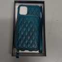 MONASAY Zipper Wallet Case Fit for iPhone 11,[Glass Screen Protector ][RFID Blocking] Flip Leather Handbag Phone Cover with Card Holder and Detachable Crossbody Shoulder Lanyard Strap, Dark Green