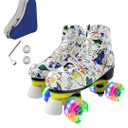 Ugboiu Derby Skates for Women and Men - 4 Wheel Classic Roller Skates for Indoor and Outdoor 36