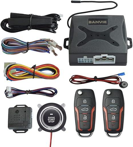Car Alarm System Push to Start Ignition Kit, PKE Passive Keyless Entry Car Alarm System with Remote Start, Push to Engine Start Stop