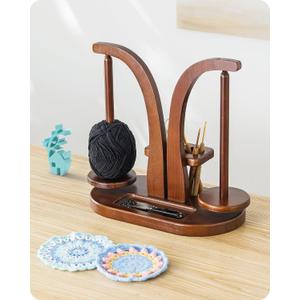 Baffect Yarn Holder Magnetic, Yarn Ball Holder Wooden, Yarn Spindle with Double Spindles, Spinning Yarn Holder for Crochet Lovers